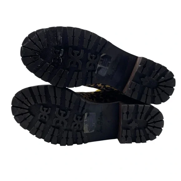 Sam Edelman Womens Shoes Tamia Combat Boots 7 Calf Hair Leather Leopard Lace Up - Picture 12 of 13